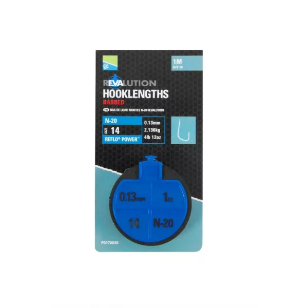Preston Revalution Vorfächer N20 Monofil Vorgebundener Haken Größe 16