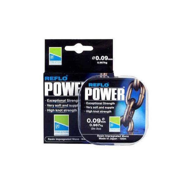 Preston Reflo Power 100m 0,09mm Vorfachschnur