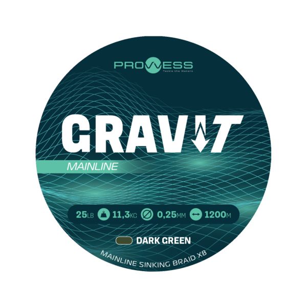 Prowess Gravi-T Mainline Braid X8 Dunkelgrün Sinkend 0,35mm 1200m Geflochtene Hauptschnur