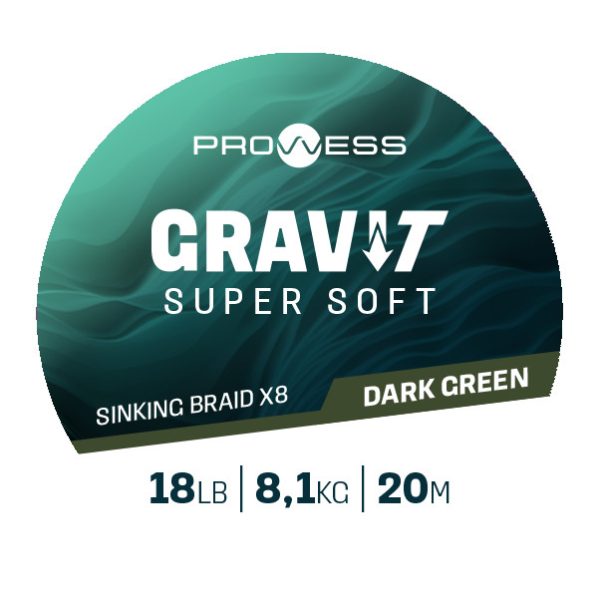 Prowess Gravi-T Super Soft X8 Dunkelgrüne Sinkende geflochtene Vorfachschnur 18lb 20m