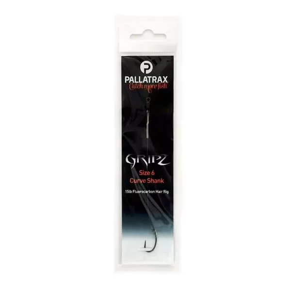 Pallatrax Gripz Curve Shank Hair Rigs 6 25lb Steamlink Monofil Vorgebundener Haken