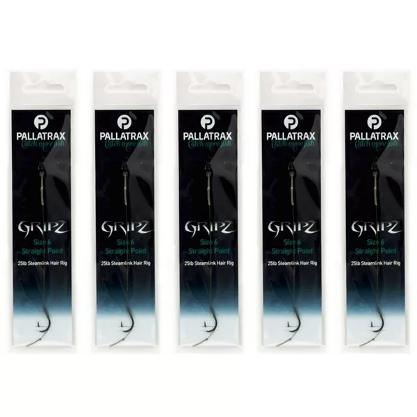 Pallatrax Gripz Straight Point Hair Rigs 8 12lb Fluoro Vorgebundener Haken