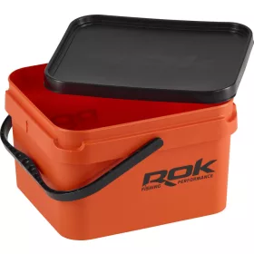 ROK 10 Liter Oranger Eckiger Mischbehälter mit Deckel