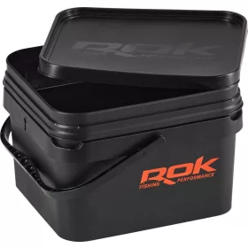   ROK 10 Liter Eckiger Köder-Eimer Set mit Einsatz und Deckel Schwarz