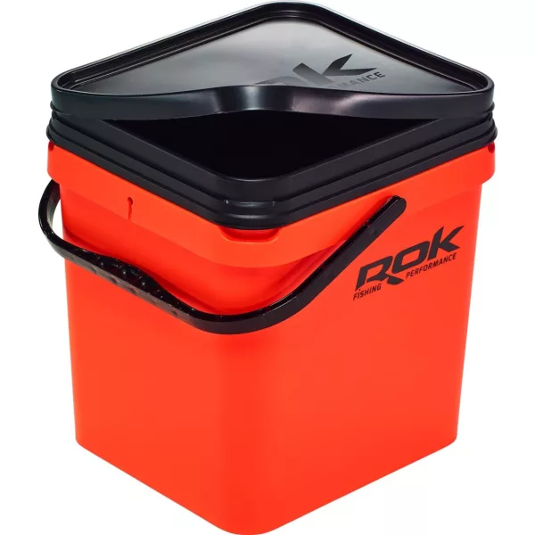 ROK 17 Liter Eckiges Ködereimer-Set mit Einsatz und Deckel Orange