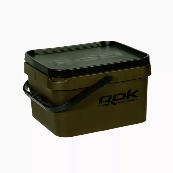 ROK 10 Liter Eckiger Ködereimer Set mit Einsatz und Deckel Grün