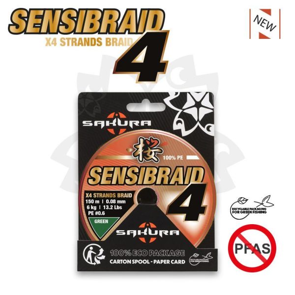 Sakura Braided Line Sensibraid 4 Green 0,12mm 150m Geflochtene Hauptschnur