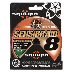   Sakura Sensibraid X8 Grün 0,20mm 300m Geflochtene Hauptschnur