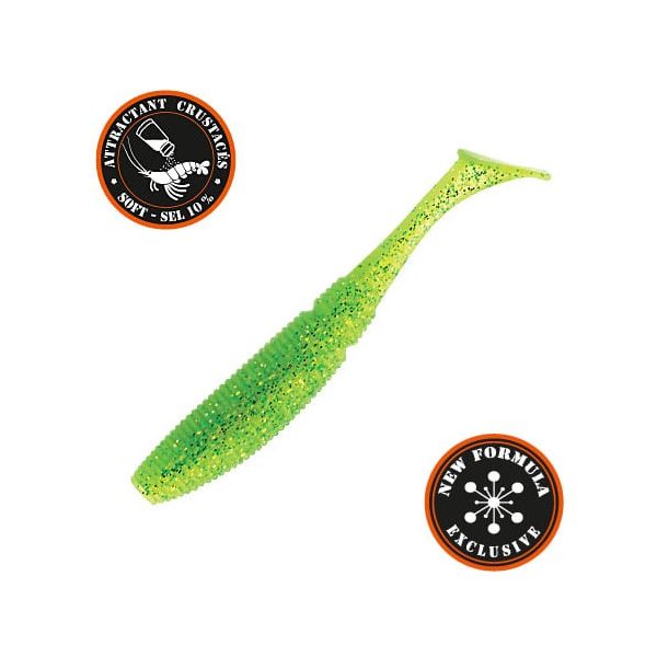 Sakura SLIT SHAD EVO 50 Gummifisch Ghost Lime Chart) X 8 Stück - Gummifisch 50mm - 8Stk