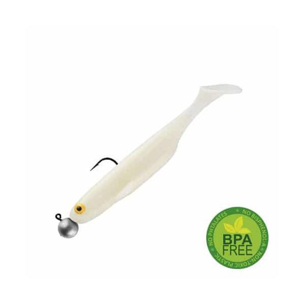 Sakura Shadura Rigged 100 Gummifisch Perlweiß 100mm - 7gr - Ready Rig - Vormontiert