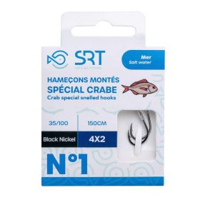  SRT Crab Rigged Special 0,28mm 150cm Monofil 4 Vorfachhaken 4x2Stk.