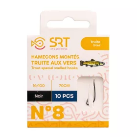   SRT Trout Worm Special 0,16mm 70cm Monofil 8 Vorgebundener Haken 10 Stück