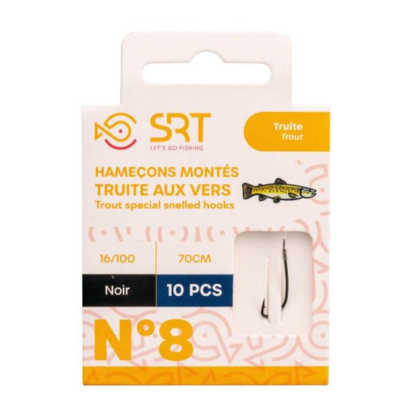 SRT Trout Worm Special 0,16mm 70cm Monofil 10 Vorgebundener Haken 10 Stück