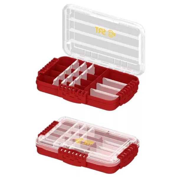 SRT 3076 Rot Wasserdichte Gerätebox mit 12+3 Fächern 27x18x5cm
