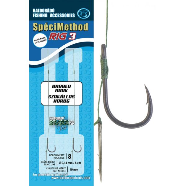 Haldorádó SpéciMethod Rig3 Braid 8 Mit Öse, mit Widerhaken, Geflochtener Vorgebundener Haken
