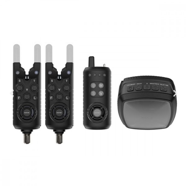 Sonik Gizmo2 Bissanzeiger 2+1 + Bivy Lampe Elektronisches Bissanzeiger-Set