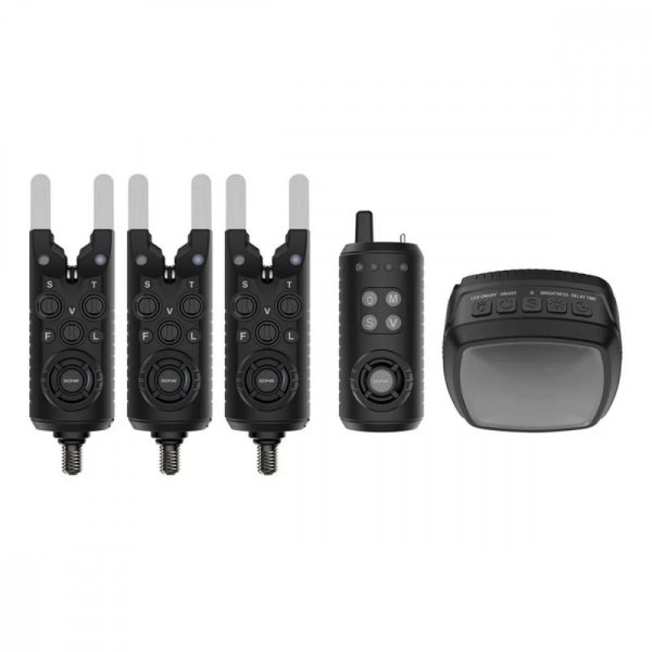 Sonik Gizmo2 Bissanzeiger 3+1 + Bivy Lampe Elektronisches Bissanzeiger-Set