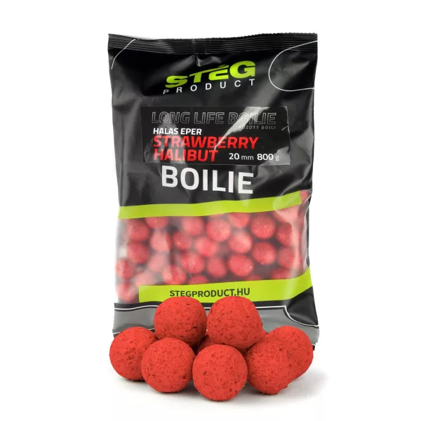 Stég Long Life Boilie 20mm Erdbeer-Heilbutt Futterboilie 800gr