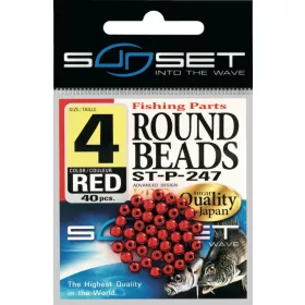 Sunset - HARD ROUND BEADS RED / SILVER 4mm X32 - Gummikugel