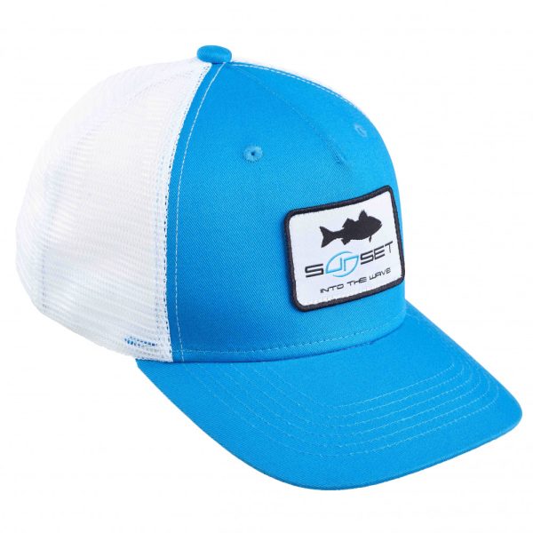 Sunset Suncap Trucker SW Wolfsbarsch Blau Weiße Baseballkappe