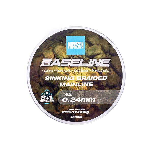 Nash Baseline Sinking Camo 0.24mm 1200m Geflochtene Hauptschnur