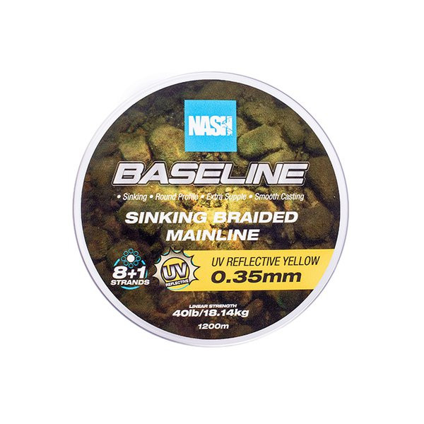 Nash Baseline Sinking UV Yellow 0.35mm 1200m Geflochtene Hauptschnur