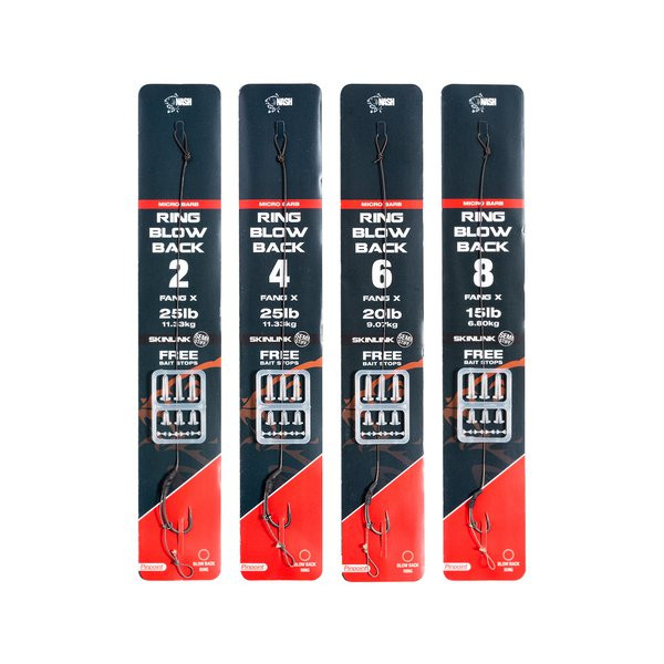 Nash Ring Blow Back Rig Größe 2 Micro Barbed Gebundenes Rig Haken mit Widerhaken, Öhrhaken