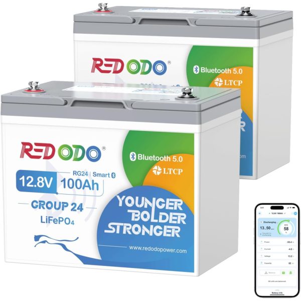 Redodo LiFePO4 12V 100Ah 1,28kWh Group24 BlueTooth Akkumulator