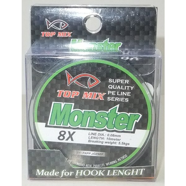 Top Mix X8 Monster 0,08mm 10m Geflochtene Vorfachschnur