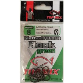   Top Mix Method Feeder Grün 8 Ösen, Widerhaken-Karpfenhaken 10 Stück