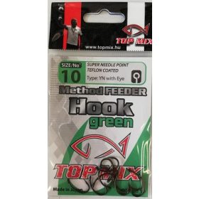   Top Mix Method Feeder Grün 10 Karpfenhaken mit Öhr, mit Widerhaken 10 Stk.