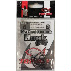   Top Mix Schwarz Method Feeder 6 Karpfenhaken mit Öhr, mit Widerhaken 10 Stk.