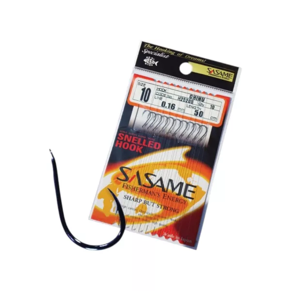 Sasame Chinu 80cm 0,22mm 2 mit Plättchen, Widerhaken-Vorfachhaken 10 Stk.