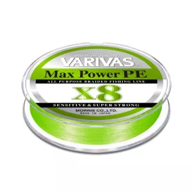   Varivas Max Power PE X8 150m #1,0 20,2lb 0,165mm Lime Green Fluo Geflochtene Hauptschnur