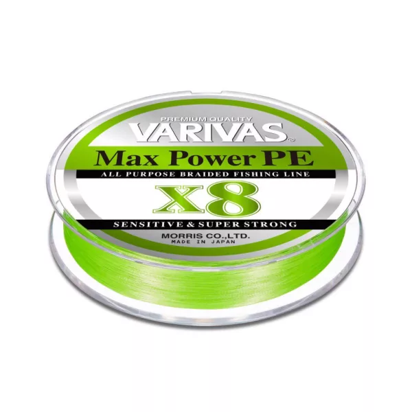 Varivas Max Power PE X8 150m #2,0 33lb 0,235mm Lime Green Fluo Geflochtene Hauptschnur