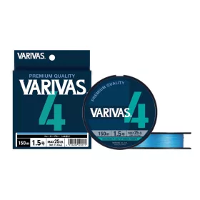   Varivas PE 4 Blue Edition 150m #1,2 0,185mm 21lb Water Blue Geflochtene Hauptschnur