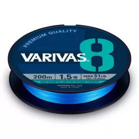   Varivas PE 8 Blue Edition 150m #1,5 0,205mm 31lb Fluo Ocean Blue Geflochtene Hauptschnur