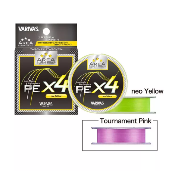 Varivas Super Trout Area PE X4 Neo Yellow #0,15 75m 4lb Geflochtene Hauptschnur