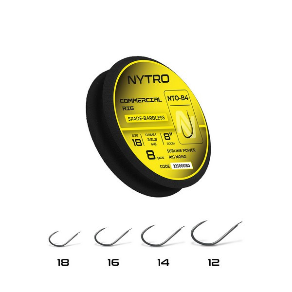 Nytro NTO4 Commercial 12 0,15mm 20cm Vorgebundener widerhakenloser Schaufelhaken 8 Stk.