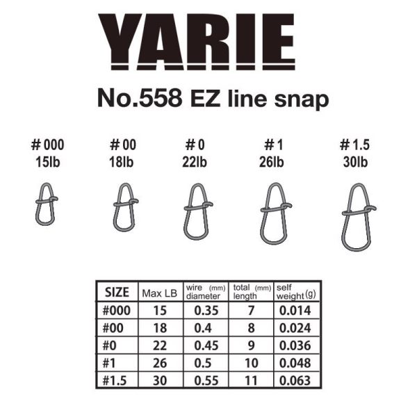 Yarie 558 Ez Line Snap 30lb 1,5 Karabiner 11 Stück