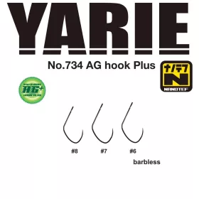   Yarie 734 AG Plus Nanotef 07 Barbless Öhrhaken, Widerhakenlos, Einzelhaken für Raubfische 15 Stk.