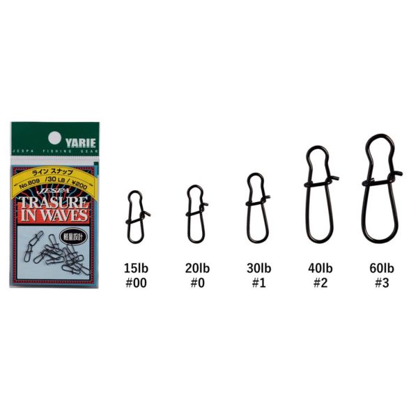 Yarie 809 Line Snap Black #1 30lb Karabiner 13 Stk.