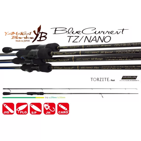 Yamaga Blanks Blue Current 72TZ Nano Global 2,185m 1,5-15gr 2-teilige Spinnrute