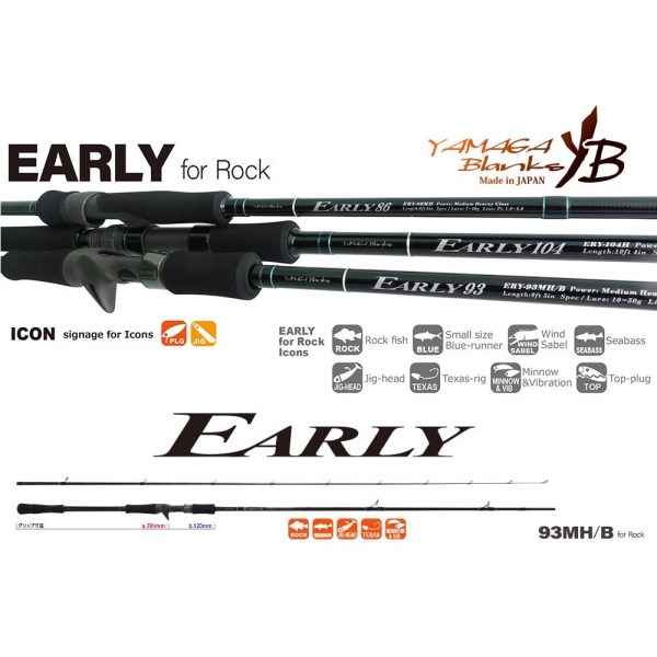 Yamaga Blanks Early Rock 93MH/B Baitcast 2,81m 10-50gr 2-teilige Spinnrute