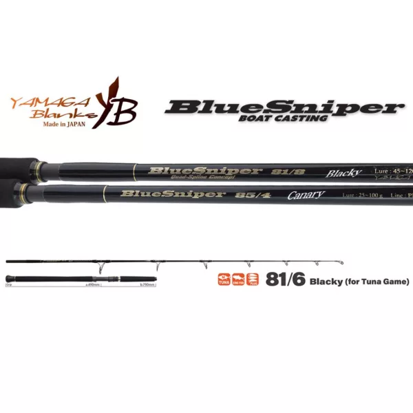 Yamaga Blanks Blue Sniper 81/6 Blacky Tuna 2,48m 30-110gr 2-teilige Spinnrute