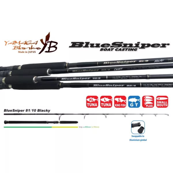 Yamaga Blanks Blue Sniper 81/10 Blacky Tuna 2,48m 50-130gr 2-teilige Spinnrute